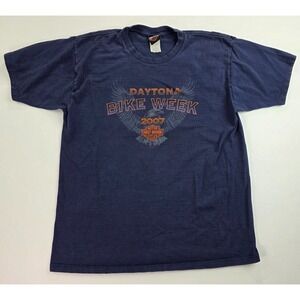 2007 Harley Davidson Daytona Bike Week T-shirt Mens XL Blue Motorcycle Orlando